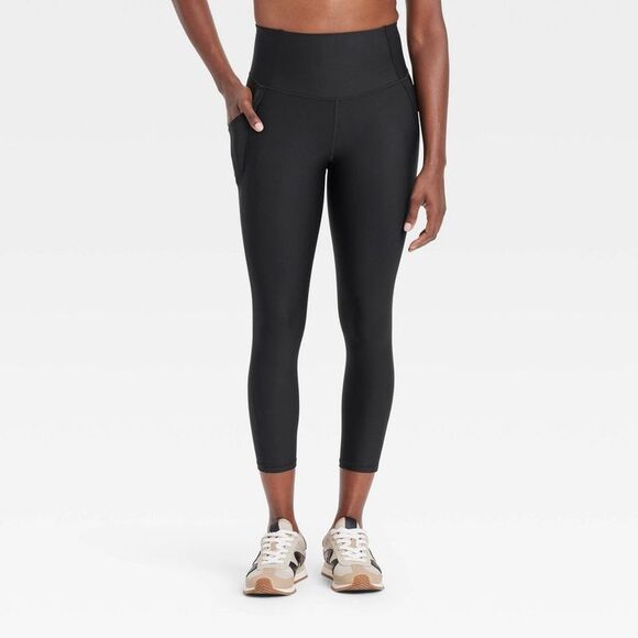 All In Motion Pants - All In Motion - Women's Effortless Support High-Rise Pocketed Capr Black
